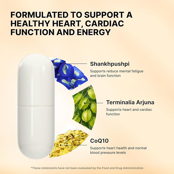 Nature's Pure Blend CoQ10 Plus – Antioxidant Formula with Arjuna & Shankhpushpi – CoQ10 Ubiquinol for Circulation, Blood Flow & Energy – Coenzyme Q10 Supplement for Immune System – 60 Capsules