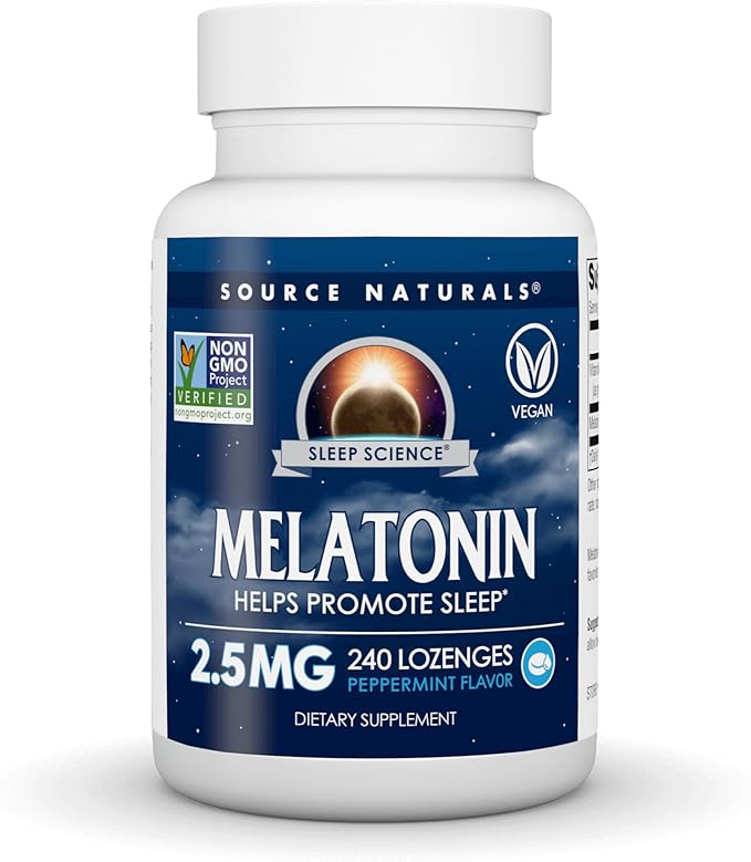 Source Naturals Melatonin, Helps Promote Sleep* - 2.5 mg - 240 Vegan Peppermint Flavored Lozenges