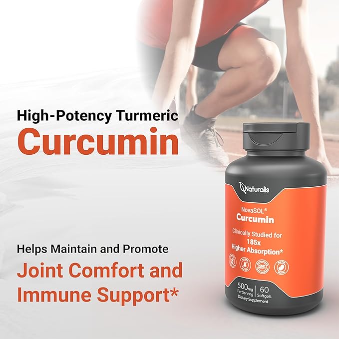 Naturalis NovaSOL Turmeric Curcumin (5,550mg Curcuminoids Equivalent Per Serving) - Clinical Proven with 185X Better Absorption | Antioxidant Support for Brain, Joint & Immune Health* | 30 Servings