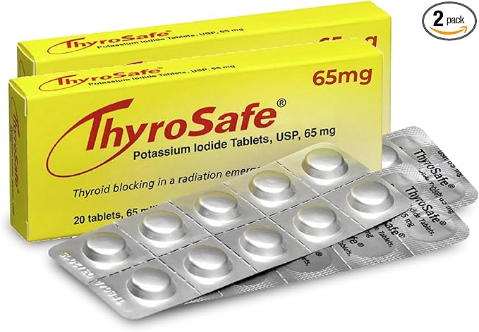 65mg Potassium Iodide Tablets (40 Pack) - Protects Your Thyroid from Nuclear Radiation Exposure