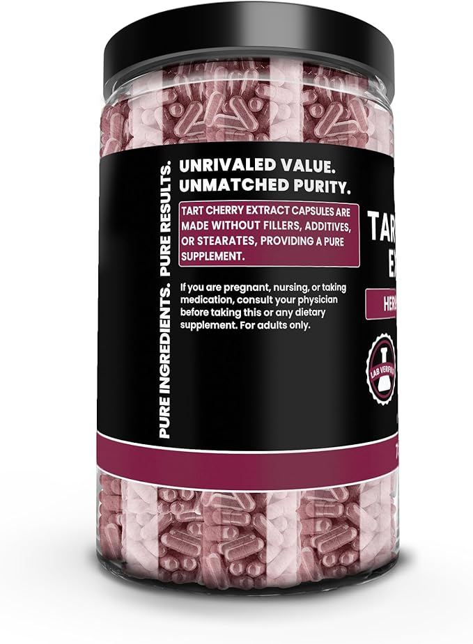 PURE ORIGINAL INGREDIENTS Tart Cherry Extract (730 Capsules) No Magnesium Or Rice Fillers, Always Pure, Lab Verified