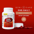 One-Daily Multi-Vitamin Tablet, 200 Count by GeriCare| Adult Multivitamin Supplement for Men & Women | Easy-to-Take Dietary Supplement with Vitamins A, C, D3, B, Calcium| Vitamin & Mineral Complex