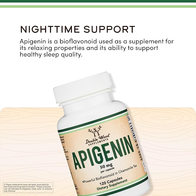 Double Wood Relaxation Duo - Magnesium Glycinate & Apigenin - Complementary Support for Sleep, Calm, and Daily Wellness - Vegan, Non-GMO, Gluten Free