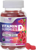 Vitamin D3 Gummies 125 mcg (5000 IU) Per Serving - 3X Strength Immune Support & Bone Support, Vitamin D Gummy Dietary Supplement, Nature's Berry D Vitamin Supplement, Raspberry Flavored - 120 Gummies
