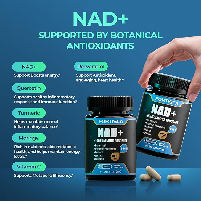 NAD+ Supplement, Liposomal 1000mg NAD+ Supplement with Resveratrol, 6 in 1 NMNH Supplement Alternative High Purity NAD Plus for Men and Women Energy & Healthy Aging – 100 Capsules