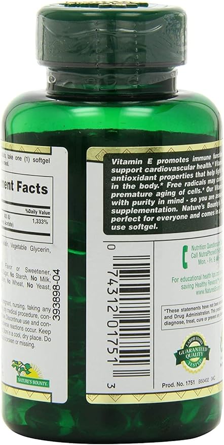 Nature's Bounty E-400 Iu Natural Pure D-alpha, 120-Count