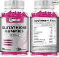 Glutathione Gummies with Collagen 500mg Vitamin C & B6 Skin Glow Hair & Nail Support Anti-Aging Antioxidant Sugar-Free Non-GMO Strawberry Flavor 60 Gummies (60 Count (Pack of 2))