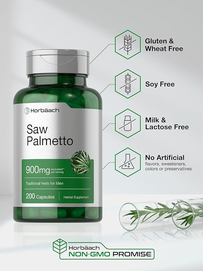 Horbäach Saw Palmetto Extract | 200 Capsules | Non-GMO and Gluten Free Formula | Traditional Herb Supplement | from Saw Palmetto Berries