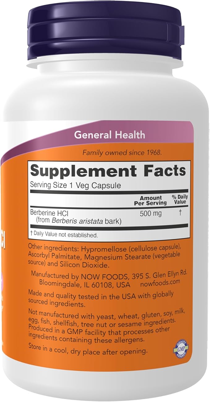 Now Supplements,Berberine HCL 500 mg,Supports Glucose Metabolism*,90 Veg Capsules,(Pack of 2)