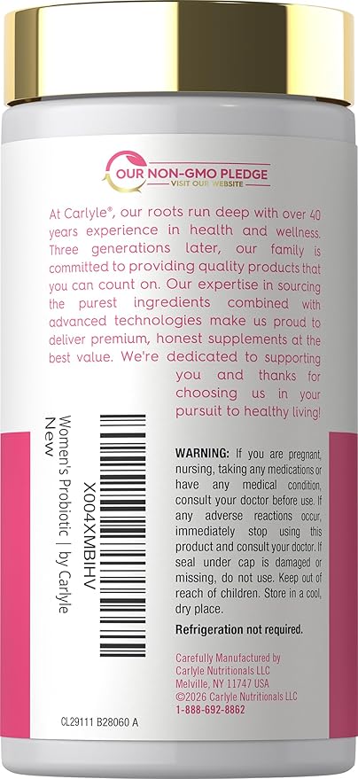 Carlyle Women's 25 Billion CFU Probiotic | Supported by 27 Strains | 30 Delayed Release Capsules | Vegan, Non-GMO and Gluten Free | for Her