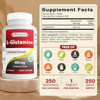 Best Naturals L-Glutamine 500mg, 250 Tablets (250 Count (Pack of 2))