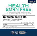 FREEDA Pure Inositol Capsules - 650 mg Inositol Supplement from Myo-Inositol - Mood and Calm Support - Vegetarian and Kosher Certified Vitamin B8 (Inositol) Supplements - Made in USA (100 ct)