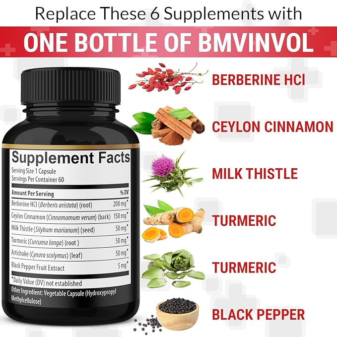 (2 Packs) Berberine Supplement Plus Ceylon Cinnamon, Turmeric - 120 Capsules - Supports Immune Function - Berberine HCl Supplement Pills - 4 Months Supply