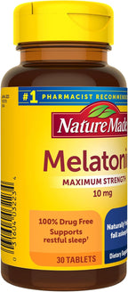 Nature Made Melatonin 10mg Extra Strength Tablets, Dietary Supplement for Restful Sleep, 30 Count, 30 Day Supply