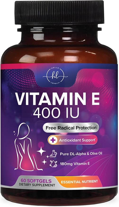 Vitamin E - 180 mg per Serving - Powerful Hair & Skin Support Supplement - dl-Alpha VitaminE Immune Health Support with Antioxidants - Easily Absorbed GMO & Gluten Free, Bottled in USA - 60 Softgels