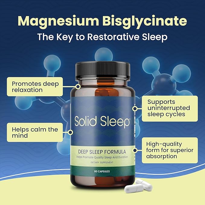 Deep Sleep Formula, Natural Sleep Aid Without Melatonin, Magnesium Bisglycinate, L. Theanine, Inositol, Sleep Pills for Adults, 60 Vegan Capsules