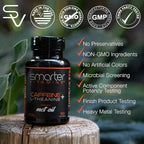 SmarterVitamins 200mg Caffeine Pills - MCT Oil from 100% Coconuts + 100mg L-Theanine, Energy and Focus, Extended Release Capsule, 50 Liquid Softgels