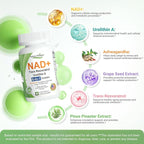 Nature Whisper® NAD+ Supplement 620mg | 6-in-1 Complex with Resveratrol, Ashwagandha & Urolithin A - Daily Energy Stack for Focus, Brain Fog & Healthy Aging - 60 Capsules