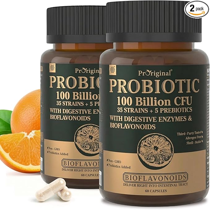 Probiotics with Prebiotics for Men and Women - 35 Strains Probiotic 100 Billion CFU for Gut & Digestive Health, Vegan Acidophilus Probiotics Supplement, Non-GMO Raw Probiotic 120 Caps