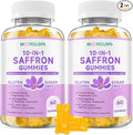Saffron Gummies for Adult Kids, 10-IN-1 Cortisol Support Supplement with Saffron 88.5mg, Vitamin D3, B6, Magnesium, Zinc, Ashwagandha, L-Theanine, St. John's Wort, For Emotions, Slumber, 120 Count
