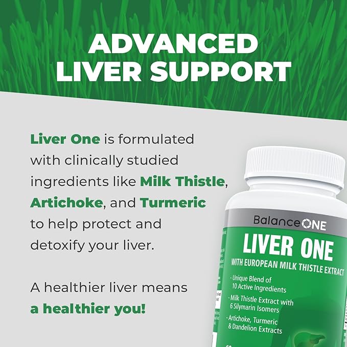 Balance ONE Liver Support Supplement with Milk Thistle, Dandelion Root Extract & Molybdenum – Liver Health & Detox Support – Vegan Capsules, 1 Month Supply – Liver One