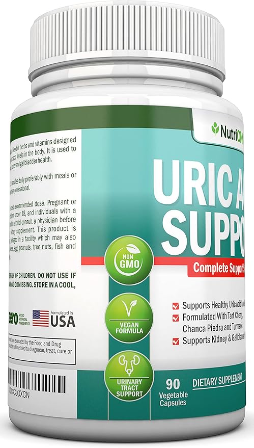 Uric Acid Flush - Herbal Uric Acid Cleanse Supplement - With Tart Cherry, Celery Seed Extract, Chanca Piedra, Devil’s Claw & Green Coffee Bean - Vegan - Supports Gallbladder and Kidney Health