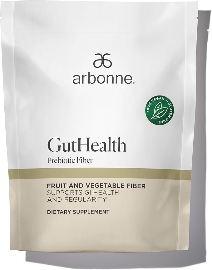 GutHealth Prebiotic Fiber – 12g Soluble Fiber including Inulin for gastrointestinal health, Regularity, Satiety, and Daily Gut Wellness; Easy to Mix Into Drinks or Food, 30 servings, by Arbonne.