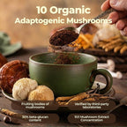 10 Kinds Mushroom Coffee with Probiotic(Lion's Mane, Cordyceps, Turkey Tail & Other), Ashwagandha Instant Coffee Mushroom Supplement for Better Energy, Gut Health 210g 7.41oz