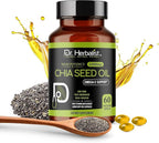Dr. HERBALIST Chia Seed Oil 1600mg Softgels - Plant-Based Superfood Supplement with Omega 3 Fatty Acids, Antioxidants & Natural Nutrients - 60 Capsules for Men & Women
