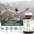 Natural Nutra Vitamin B12 1000 mcg, Cobalamin B 12 Supplement, Calcium Phosphate, Help in Metabolism Health, Supports Nervous System, Optimal Absorption, Gluten Free, Sugar Free, 60 Vegan Tablets