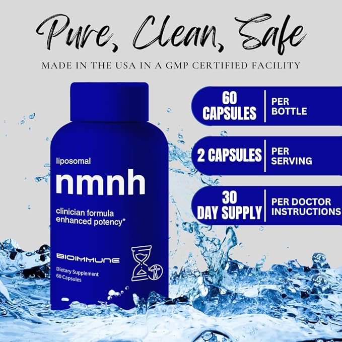 BioImmune Emiquil™ Liposomal NMNH, 500mg 60 Capsules NAD Supplement (NMN Alternative) 10X NAD+ Levels for Anti-Aging