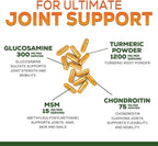 Turmeric Curcumin Supplement - 95% Curcuminoids with Glucosamine, Ginger & MSM, BioPerine Black Pepper Extract for Best Absorption, Natural Vegan Joint Support, Non-GMO, Bottled in USA - 120 Capsules