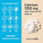 NatureWise High-Purity, All-Natural Calcium 1250mg + Vitamin D3 1000IU + Organic MCT Coconut Oil - Pregnancy Safe + Non-GMO - Absorption Friendly, Gluten Free - 200 Softgels[100-Day Supply]