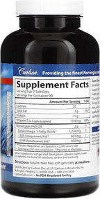 Carlson - Super Omega-3 Gems, 1200 mg Omega-3s, Cardiovascular Support, Brain Function & Vision Health, 180 soft gels