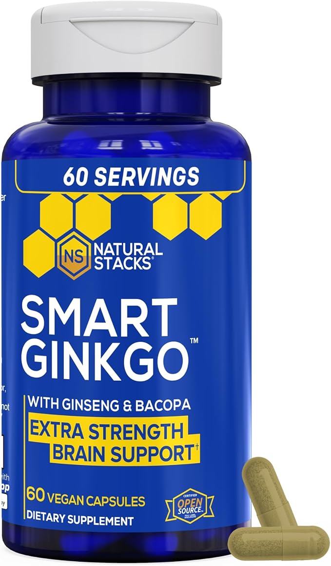 NATURAL STACKS Smart Ginkgo Biloba & Smart NMN Supplement Bundle - Extra Strength Brain Support & NAD+ Support* - 120 Total Capsules