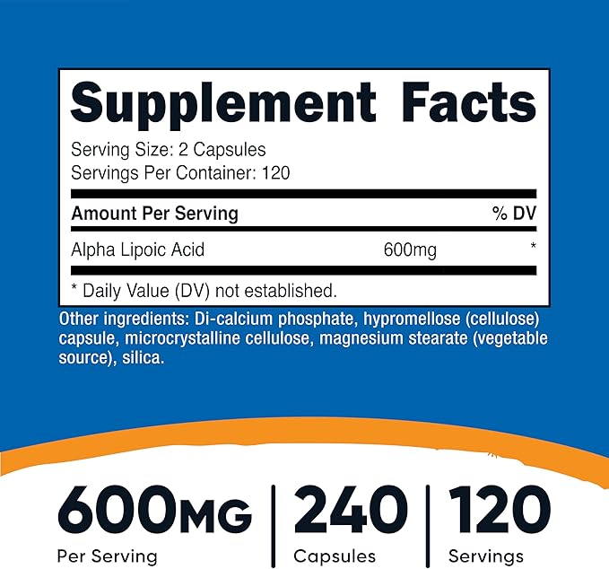 Nutricost Alpha Lipoic Acid 600mg Per Serving, 240 Capsules - Gluten Free, Vegetarian Capsules, Soy Free & Non-GMO (Pack of 2)