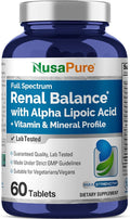 NusaPure Renal Balance with Alpha Liopic Acid Vitamin & Mineral Vegetarians, Non-GMO Per 60 Tablets