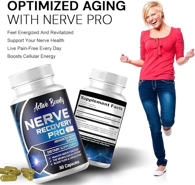 Nerve Recovery Pro – Nerve Support Supplement with Alpha Lipoic Acid, Turmeric & Acetyl-L-Carnitine – Supports Healthy Nerve Function, Circulation & Blood Flow – 30 Capsules - 1 Pack