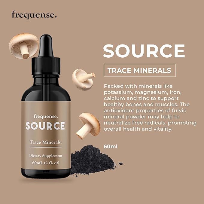 FREQUENSE - Source Trace Minerals - Fulvic Mineral Powder for Bone Health, Nutrient Absorption, Skin Support, Gut Health & Electrolytes - 60 ml