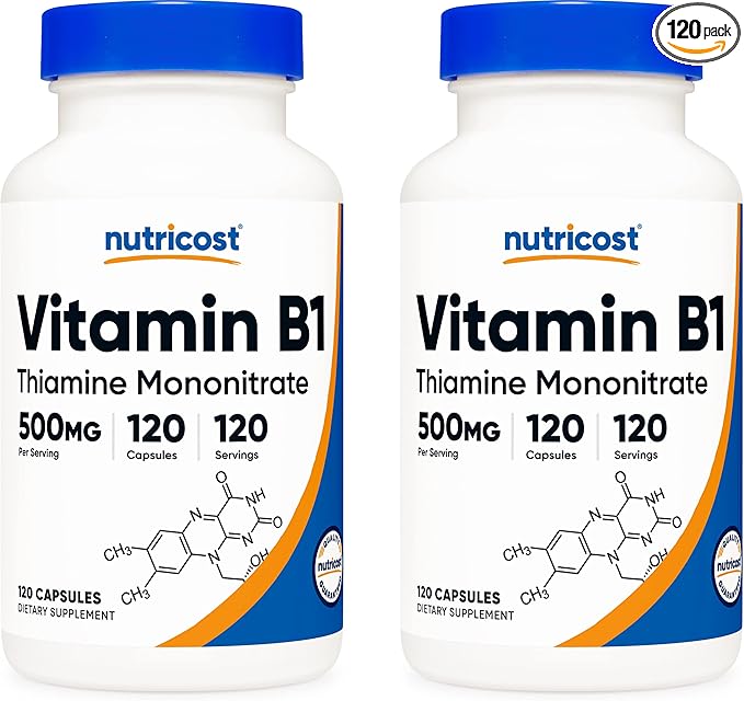Nutricost Vitamin B1 (Thiamin) 500mg, 120 Capsules (2 Bottles)