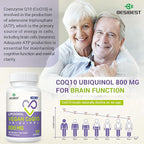 Liposomal Ubiquinol CoQ10 800 MG Softgel, High Absorption CoQ10 Ubiquinol Supplement, Active Coenzyme Q10 800mg, Powerful Antioxidant for Heart & Brain Function, Energy Production, 120 Vegan Softgels