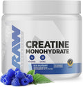 RAW Nutrition Creatine Monohydrate Powder, Blue Raspberry (30 Servings) - Micronized Creatine Monohydrate Supplement for Workout Performance, Build Muscle & Strength - Creatine Powder for Men & Women