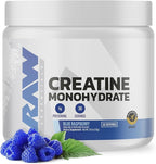 RAW Nutrition Creatine Monohydrate Powder, Blue Raspberry (30 Servings) - Micronized Creatine Monohydrate Supplement for Workout Performance, Build Muscle & Strength - Creatine Powder for Men & Women