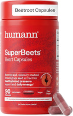 Humann SuperBeets Beet Root Capsules Quick Release 1000mg, Helps Support Nitric Oxide Production, Blood Pressure Support, Heart Health, Contains Non-GMO Beetroot Powder, Studied Antioxidants, 90 Count