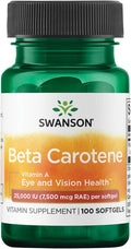 Swanson Beta-Carotene Vitamin A 25,000 IU Eye and Skin Health Supplement for Adults Seeking Vision and Immune Support - 7,500 mcg (100 Softgels)