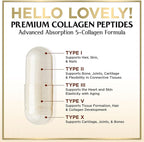 Multi Collagen Peptides for Women & Men - 2400mg per Serving - Best Hydrolyzed Collagen Complex with Type I, II, III, V, X - Hair, Skin, Nails & Joint Support Supplement - Bottled USA - 120 Capsules