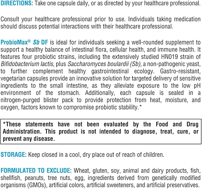 XYMOGEN ProbioMax Sb 35B - 35 Billion CFU Probiotic Supplement for Digestive Health Support* - Saccharomyces Boulardii - Vegetarian, Non-GMO & Gluten-Free - 30 Capsules
