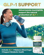 GLP-1 Supplement 100 Billion Akkermansia Probiotic & Prebiotic for Gut Health & Digestion, Metabolism & Energy Support with Vitamin B2 & D, Green Tea and Chromium - Non-GMO | 90 Capsules