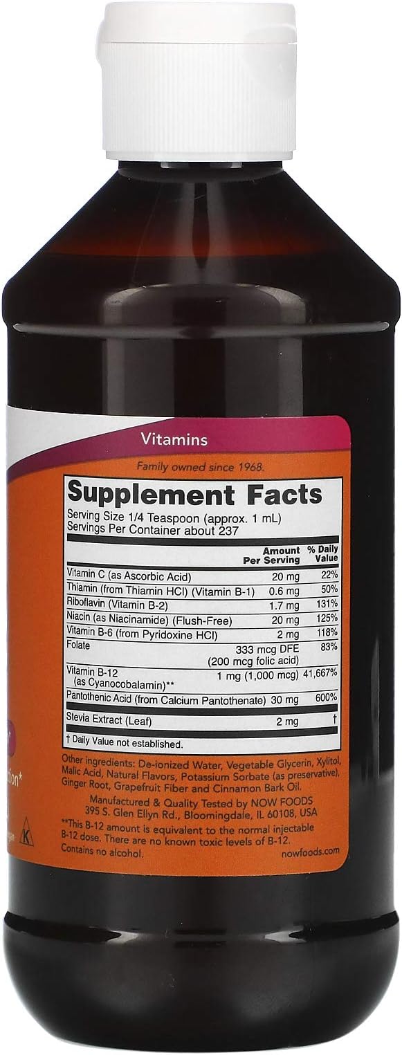 NOW Foods Vitamin B-12 Liquid, 8oz (Pack of 2)