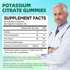 Potassium Citrate Supplement Gummies, Potassium Supplements for Women & Men, Helps Maintain Muscle Wellness & Electrolyte Balance, Vegan, Raspberry Flavor, 60 Count Potassium Gummies